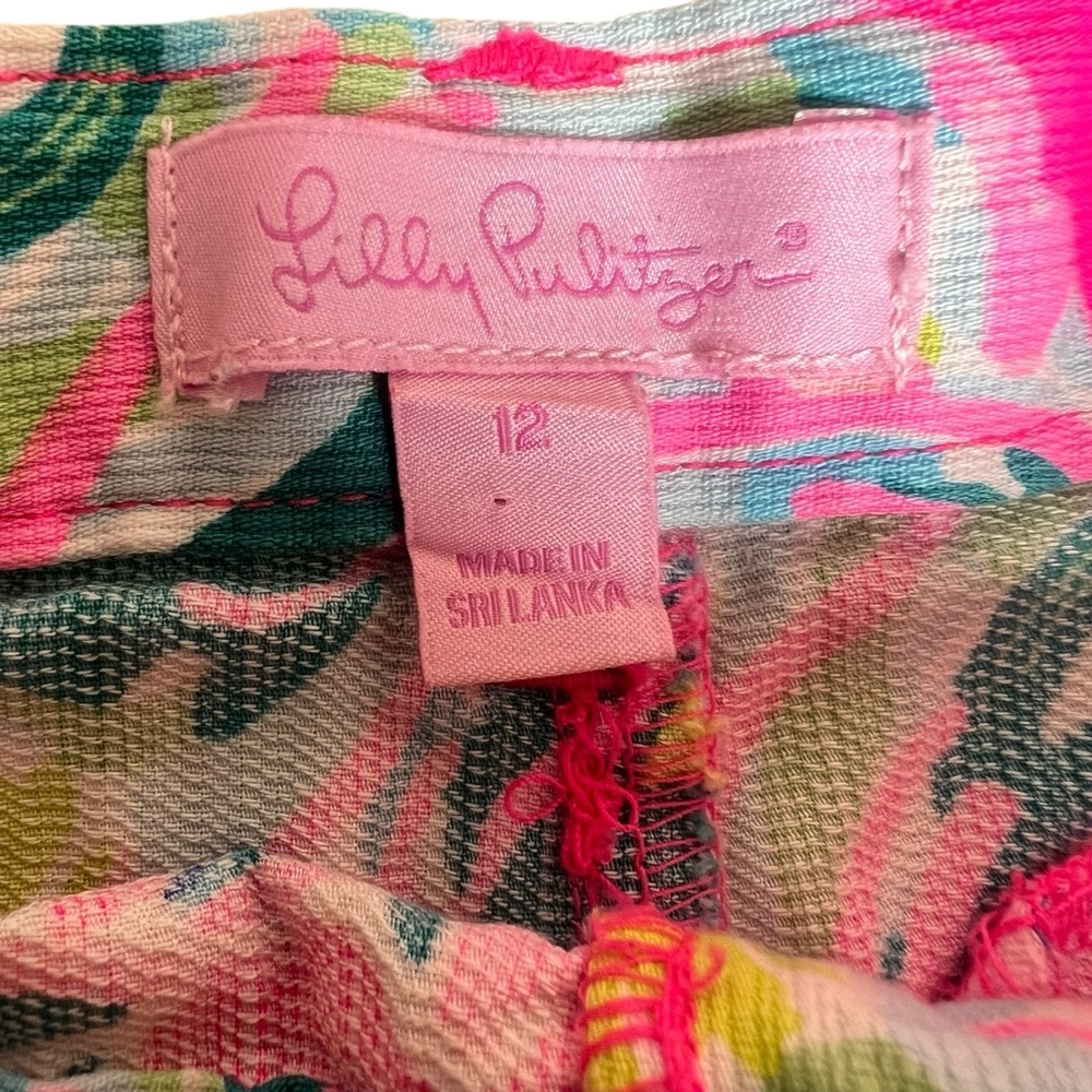 LILLY PULITZER Mini Callahan Girls Shorts Pink Toucan Can Sz 12 Adjustable Waist - Picture 5 of 9